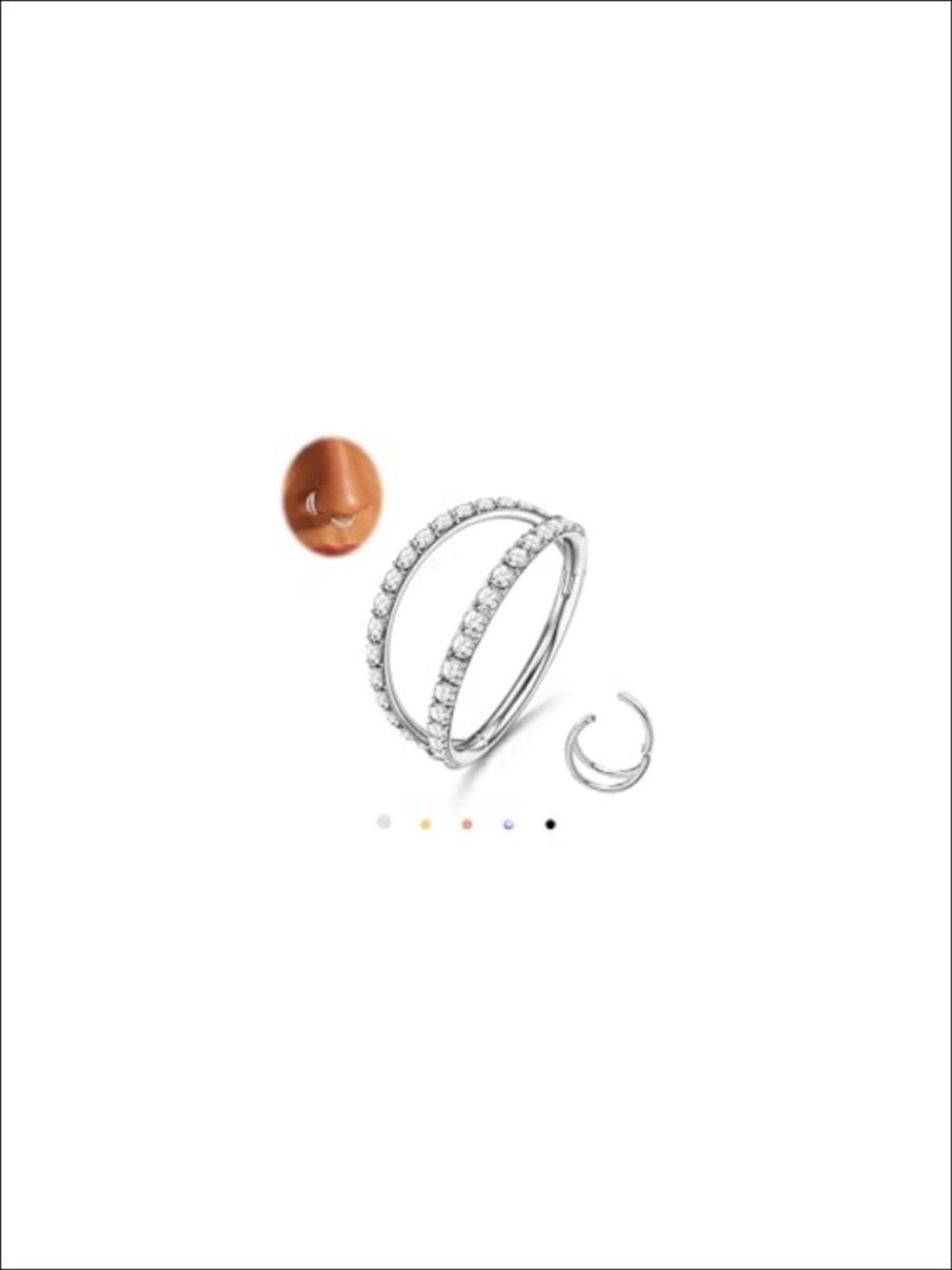 Titanium Nose Ring Hoop 18G 8mm Septum Clicker Cartilage Earring Body Jewelry